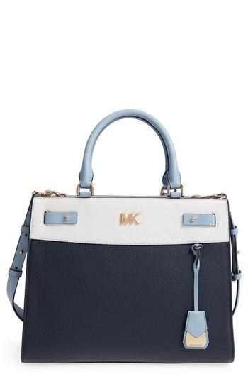Michael Kors Reagan Large Leather Satchel - Blue