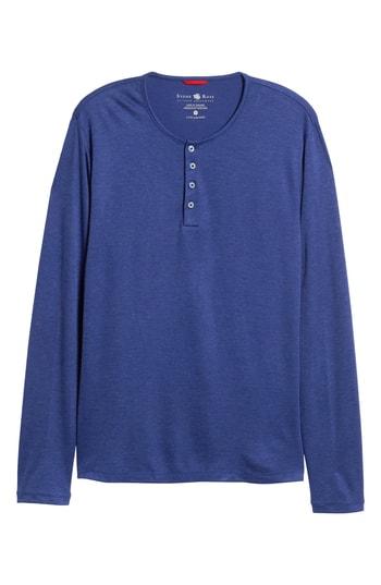 Men's Stone Rose Trim Fit Henley - Blue