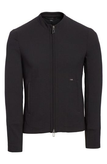 Men's Emporio Armani Ripstop Check Wool Blend Jacket Us / 54 Eu R - Black