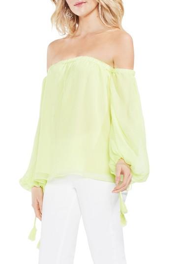 Women's Vince Camuto Off The Shoulder Bubble Sleeve Blouse, Size - Green