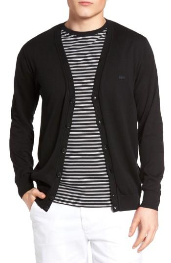 Men's Lacoste V-neck Cardigan (l) - Black