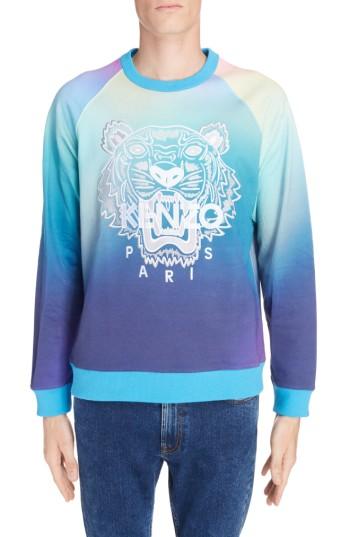 Men's Kenzo Rainbow Embroidered Tiger Sweatshirt - Blue