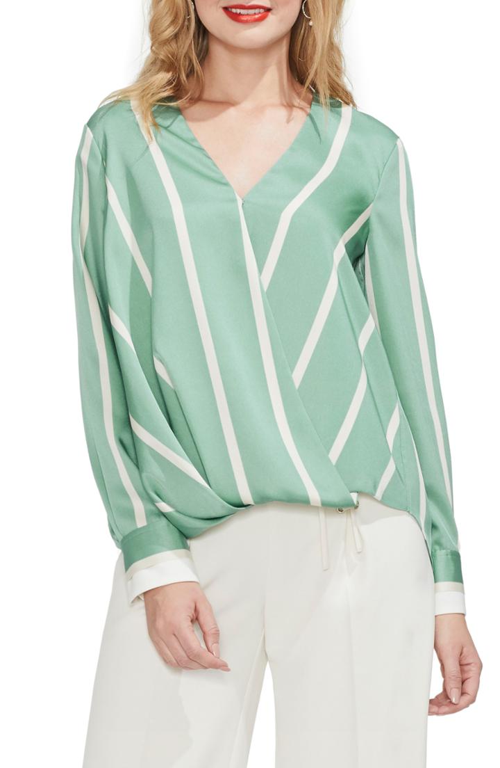 Women's Vince Camuto Stripe Faux Wrap Top - Green