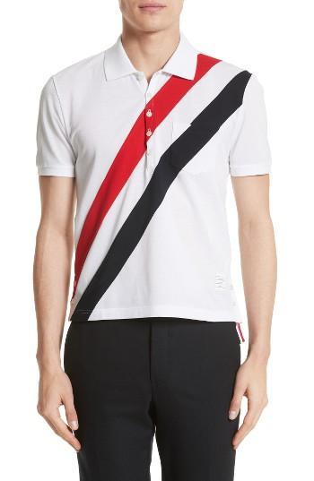 Men's Thom Browne Stripe Pique Polo