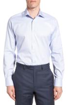 Men's David Donahue Trim Fit Dot Dress Shirt - 32/33 - Blue