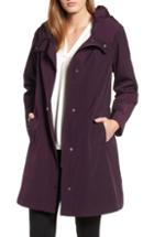 Petite Women's Gallery A-line Raincoat, Size P - Burgundy