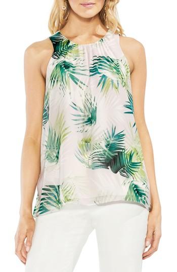 Women's Vince Camuto Sunlit Palm Sleeveless Blouse, Size - Green