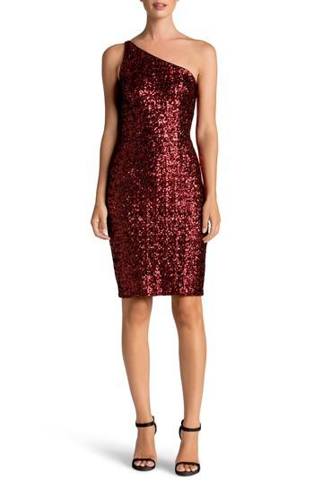 Women's Dress The Population Cher One-shoulder Sequin Body-con Dress - Red