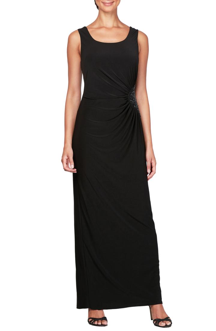 Women's Alex Evenings Ruched Maxi Dress & Jacket - Black