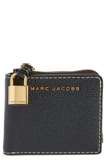 Women's Marc Jacobs The Grind Leather Snap Wallet - Black