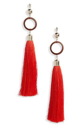 Women's Topshop Wood Circle Tassel Earrings
