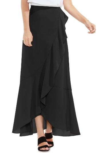 Women's Vince Camuto Faux Wrap Ruffled Maxi Skirt - Black