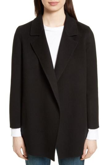 Women's Theory Clairene New Divide Wool & Cashmere Open Front Topper - Black