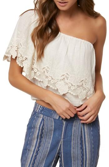 Women's O'neill Sabrina Ruffle One-shoulder Top - White