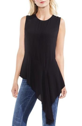 Women's Vince Camuto Sleeveless Asymmetrical Hem Blouse, Size - Black