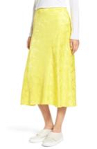 Women's Lewit Jacquard Silk Midi Skirt - Yellow