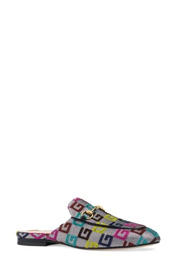 Women's Gucci Princetown Logo Metallic Mule Us / 36eu - Metallic