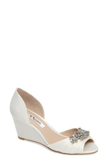 Women's Nina Emiko D'orsay Wedge Pump .5 M - Ivory