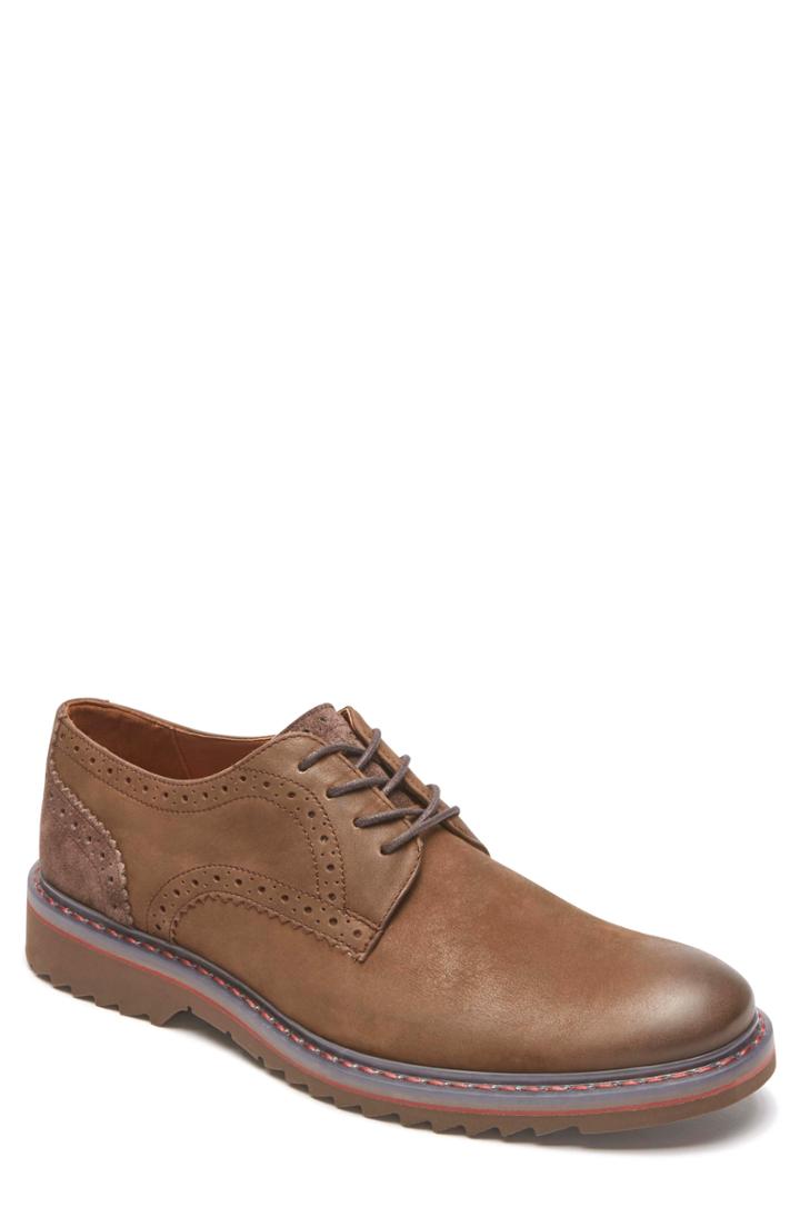 Men's Rockport Jaxson Plain Toe Derby M - Brown