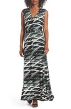 Women's Leota Nicole Print V-neck Maxi Dress - Black