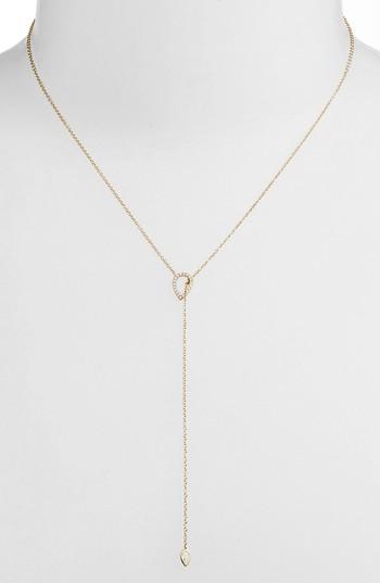 Women's Ef Collection Teardrop Diamond Lariat Necklace