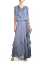 Women's Komarov Ombre Tiered Skirt Blouson Gown - Blue