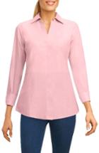 Petite Women's Foxcroft Fitted Three Quarter Sleeve Shirt P - Blue
