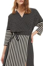 Women's Topshop Spot & Stripe Mix Wrap Dress Us (fits Like 0) - Black