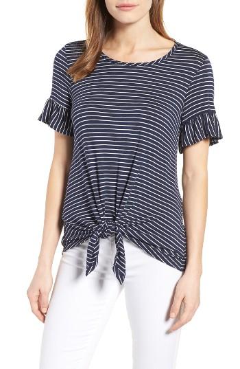 Women's Bobeau Bell Sleeve Tie Front Top - Blue