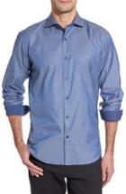 Men's Bugatchi Shaped Fit Dobby Diamond Sport Shirt - Grey