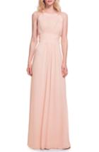 Women's #levkoff Low Back Pleated Chiffon Gown (similar To 16w) - Pink