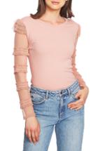 Women's 1.state Twist Neck Cutout Detail Rib Knit Top - Pink