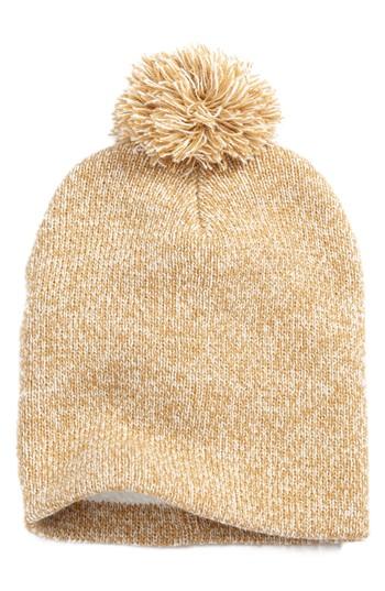 Women's Nyc Underground Fleece Lined Pompom Beanie - Beige