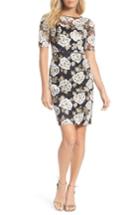 Women's Adrianna Papell Madelin Embroidered Sheath Dress - Black