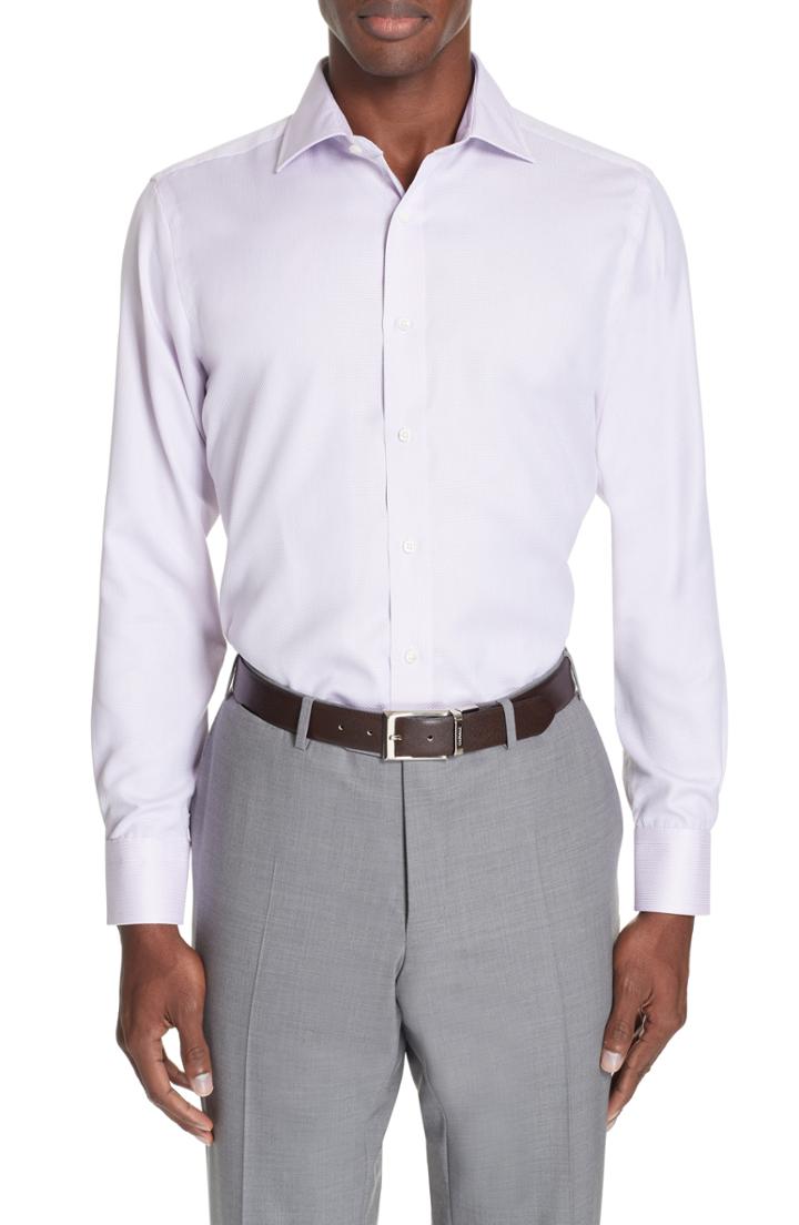 Men's Canali Trim Fit Solid Dress Shirt .5 - Pink