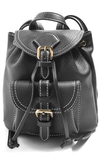 Topshop Bruno Super Mini Faux Leather Backpack - Black