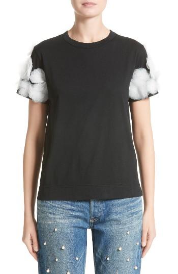 Women's Tu Es Mon Tresor Tulle Flower Trim Tee Us / 38 Fr - Black