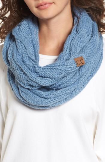 Women's Cc Cable Knit Infinity Scarf, Size - Blue