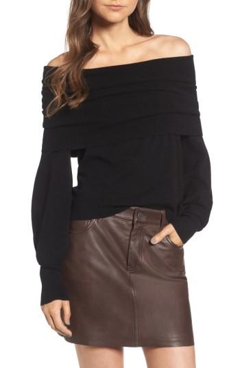 Women's Treasure & Bond X Something Navy Off The Shoulder Sweater, Size - Black