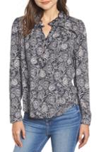 Women's Hinge Ruffle Detail Popover Blouse, Size - Blue