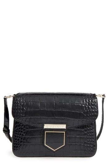 Givenchy Small Nobile Croc Embossed Leather Crossbody Bag -