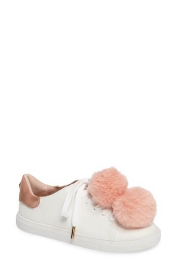 Women's Topshop Captive Pompom Sneaker .5us / 38eu - Beige