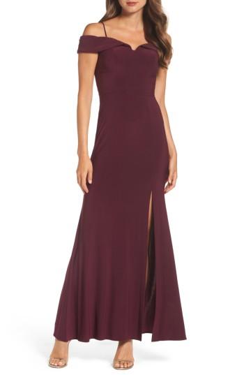Women's Morgan & Co. Off The Shoulder Gown /10 - Burgundy