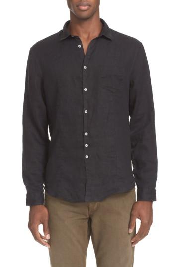 Men's John Varvatos Collection Slim Fit Linen Sport Shirt, Size - Black