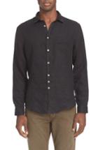 Men's John Varvatos Collection Slim Fit Linen Sport Shirt, Size - Black