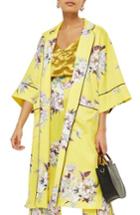 Women's Topshop Heron Print Kimono Us (fits Like 0) - Yellow