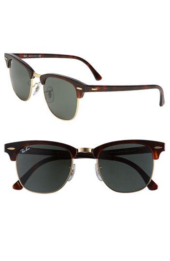Ray-Ban 'Classic Clubmaster' Sunglasses Dark Tortoise One Size