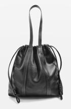 Topshop Leather Drawstring Shoulder Bag - Black