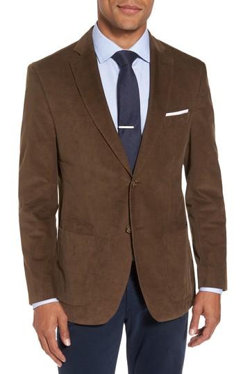 Men's Jkt New York Trim Fit Stretch Cotton Corduroy Sport Coat S - Brown