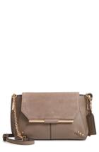 Sole Society Chusy Suede & Faux Leather Crossbody Bag - Beige